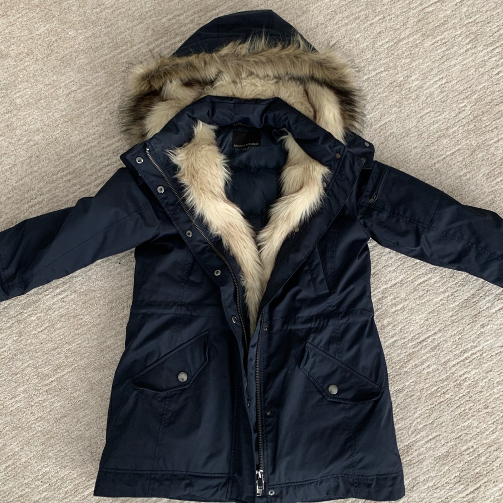 Banana Republic faux fur lined parka